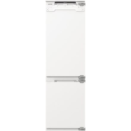 Lodówka Gorenje NRKI517E82WF, klasa energetyczna E, wbudowana, kombi, wysokość 177,2 cm, system No Frost, pojemność chłodziarki netto 176 L, pojemność zamrażarki netto 76 L, wyświetlacz, 35 dB, biały - 2425847