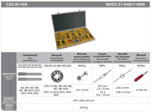 Zestaw narzędzi do gwintowania ręcznego FANAR M3-M20 HSS CZD-40 (Z1-040011-0000)