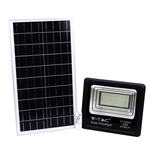 Projektor LED Solarny V-TAC 40W Czarny IP65, Pilot, Timer VT-200W 4000K 3100lm - 2276475