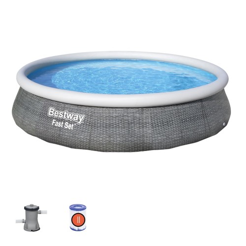 Bestway Fast Set 57376 basen zewnętrzny naziemny Basen nadmuchiwany W kształcie okręgu 7340 l Szary - 1927309