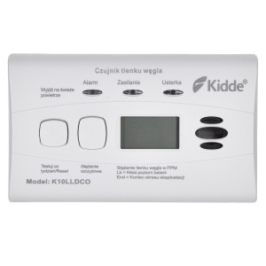 Czujnik tlenku węgla i czadu LCD K10LLDCO Kidde (WYPRZEDAŻ)