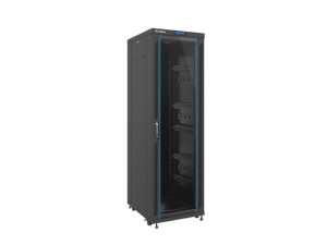 Szafa jednosekcyjna, zamykana na zamek Lanberg FF02-6837L-12B (37U; 19'' / 600mm / 800 mm; stojąca; Pełne, Szklane; 800 kg; kolor czarny)