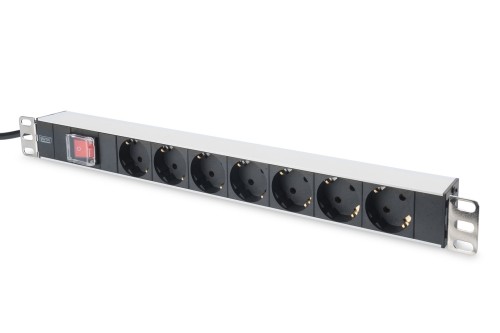 Digitus Listwa zasilająca PDU 19" Rack, 7x gniazdo schuko, 2.0m, 1x wtyk unischuko, 16A, wł./wył., profil aluminiowy - 2476102