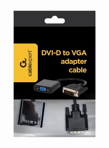 Adapter GEMBIRD A-DVID-VGAF-01 (DVI-D M - D-Sub (VGA) F; 0,20m; kolor czarny) - 2287613