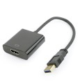 Adapter GEMBIRD A-USB3-HDMI-02 (USB 3.0 M - HDMI F; 0,15m; kolor czarny) - 2480785