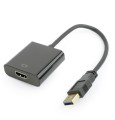 Adapter GEMBIRD A-USB3-HDMI-02 (USB 3.0 M - HDMI F; 0,15m; kolor czarny) - 1898152