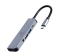 GEMBIRD MULTI ADAPTER USB TYP-C 5W1 (HUB + HDMI + PD + DŹWIĘK STEREO) SREBRNY - 1435367