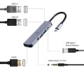 GEMBIRD MULTI ADAPTER USB TYP-C 5W1 (HUB + HDMI + PD + DŹWIĘK STEREO) SREBRNY - 2480812