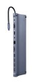 GEMBIRD MULTI ADAPTER TYP-C 11W1 (HUB USB + HDMI + VGA + PD + CZYTNIK KART + LAN + AUDIO 3,5 MM), SZARY - 2029184