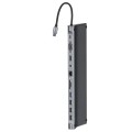 GEMBIRD MULTI ADAPTER TYP-C 11W1 (HUB USB + HDMI + VGA + PD + CZYTNIK KART + LAN + AUDIO 3,5 MM), SZARY - 1690392