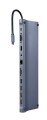 GEMBIRD MULTI ADAPTER TYP-C 11W1 (HUB USB + HDMI + VGA + PD + CZYTNIK KART + LAN + AUDIO 3,5 MM), SZARY - 2480840