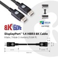 CLUB3D DisplayPort 1.4 HBR3 8K 28AWG Cable M/M 3m /9.84ft - 1038226