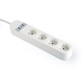 Gembird TSL-PS-S4U-01-W inteligentna listwa zasilająca 4 x gniazdo sieciowe Typu E 1,5 m 3 3880 W Biały - 2223902