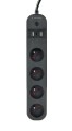 Gembird TSL-PS-F4U-01 inteligentna listwa zasilająca 4 x gniazdo sieciowe Typu F 1,5 m 3 3680 W Czarny - 2402796