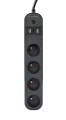 Gembird TSL-PS-F4U-01 inteligentna listwa zasilająca 4 x gniazdo sieciowe Typu F 1,5 m 3 3680 W Czarny - 2200576