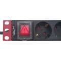 Techly I-CASE STRIP-91UD rozdzielacz zasilania PDU 9 x gniazdo sieciowe 1U Czarny, Czerwony - 2481974