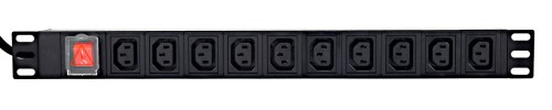 Gembird Listwa zasilająca rack (PDU), 10 gniazd C13, 1U, 16A, wtyk C19 2m - 2481991
