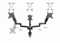 GEMBIRD BIURKOWE REGULOWANE RAMIĘ/UCHWYT NA 3 MONITORY 17-27, VESA 100X100MM, DO 7 KG - 2482520