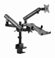 GEMBIRD BIURKOWE REGULOWANE RAMIĘ/UCHWYT NA 2 MONITORY + PÓŁKA NA NOTEBOOKA 17-32, VESA 100X100MM, DO 8 KG - 1736040