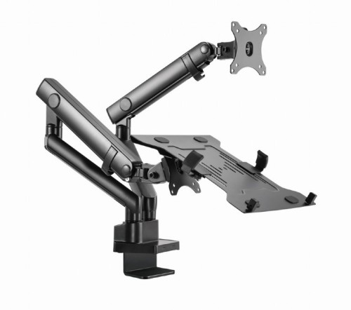 GEMBIRD BIURKOWE REGULOWANE RAMIĘ/UCHWYT NA 2 MONITORY + PÓŁKA NA NOTEBOOKA 17-32, VESA 100X100MM, DO 8 KG - 2482552