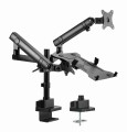 GEMBIRD BIURKOWE REGULOWANE RAMIĘ/UCHWYT NA 2 MONITORY + PÓŁKA NA NOTEBOOKA 17-32, VESA 100X100MM, DO 8 KG - 1736043