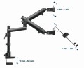 GEMBIRD BIURKOWE REGULOWANE RAMIĘ/UCHWYT NA 2 MONITORY + PÓŁKA NA NOTEBOOKA 17-32, VESA 100X100MM, DO 8 KG - 1736050