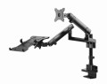 GEMBIRD BIURKOWE REGULOWANE RAMIĘ/UCHWYT NA 2 MONITORY + PÓŁKA NA NOTEBOOKA 17-32, VESA 100X100MM, DO 8 KG - 1736042