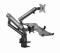 GEMBIRD BIURKOWE REGULOWANE RAMIĘ/UCHWYT NA 2 MONITORY + PÓŁKA NA NOTEBOOKA 17-32, VESA 100X100MM, DO 8 KG - 2370211