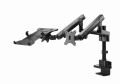 GEMBIRD BIURKOWE REGULOWANE RAMIĘ/UCHWYT NA 2 MONITORY + PÓŁKA NA NOTEBOOKA 17-32, VESA 100X100MM, DO 8 KG - 1736044