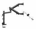GEMBIRD BIURKOWE REGULOWANE RAMIĘ/UCHWYT NA 2 MONITORY + PÓŁKA NA NOTEBOOKA 17-32, VESA 100X100MM, DO 8 KG - 1736045