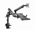 GEMBIRD BIURKOWE REGULOWANE RAMIĘ/UCHWYT NA 2 MONITORY + PÓŁKA NA NOTEBOOKA 17-32, VESA 100X100MM, DO 8 KG - 1736041