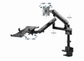 GEMBIRD BIURKOWE REGULOWANE RAMIĘ/UCHWYT NA 2 MONITORY + PÓŁKA NA NOTEBOOKA 17-32, VESA 100X100MM, DO 8 KG - 1736051