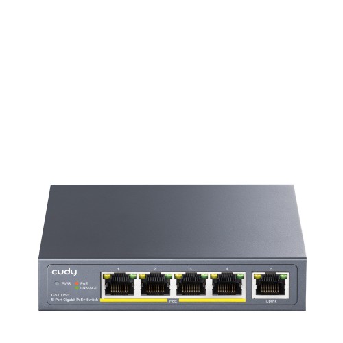 Cudy GS1005P łącza sieciowe Gigabit Ethernet (10/100/1000) Obsługa PoE Szary - 2481100