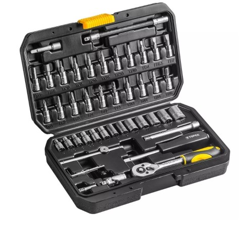 Klucze nasadowe Topex 1/4" zestaw 46 sztuk - 2421084