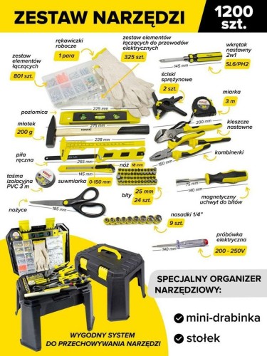 ZESTAW UNIWERSALNY 1200el. 1/4" 6-KĄT.  /WMC - 2236147