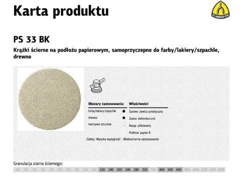 KLINGSPOR KRĄŻEK ŚCIERNY SAMOPRZYCZEPNY 225mm  PS33BK gr.150 /50szt. - 2462575