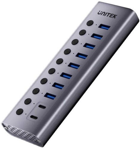 Unitek Hub USB C/USB A 10w1 5Gbps z włącznikami portów - 2483931