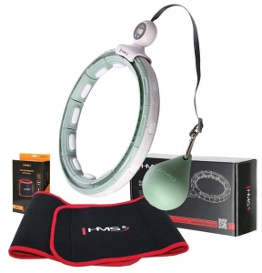 Hula Hop HMS HHM15 z licznikiem i piłką grawitacyjną zielony + pas BR163 czerwony zestaw