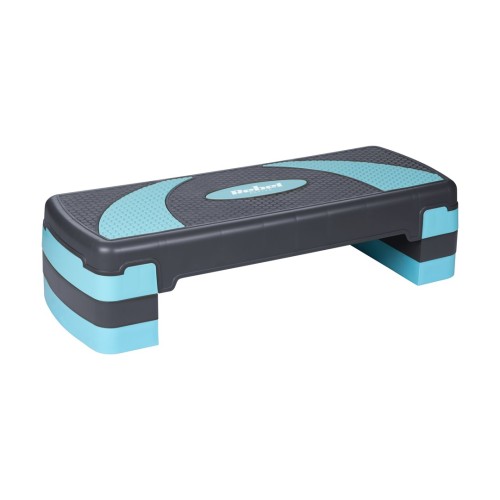 Step do aerobiku i ćwiczeń fitness, 3 stopnie, szaro-niebieski, REBEL ACTIVE - 1928330