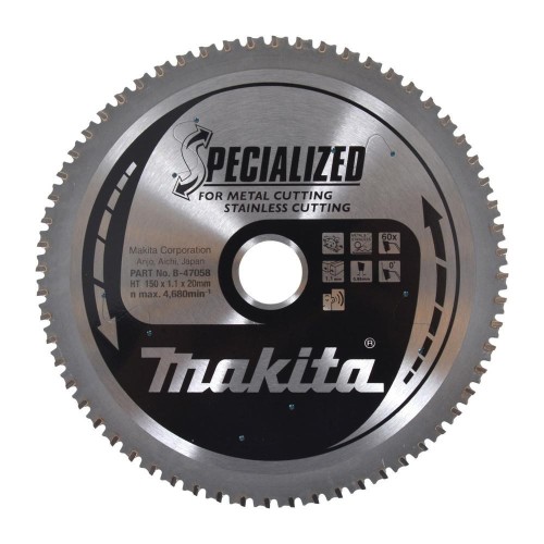 MAKITA PIŁA TARCZOWA  150x20x60z METAL  / STAL NIERDZEWNA (DCS551/DCS53) - 2235897