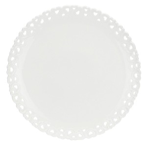 Zdobiony talerz do ciasta Valentino - Biały, 34 cm