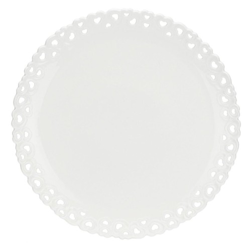 Zdobiony talerz do ciasta Valentino - Biały, 34 cm - 2424921