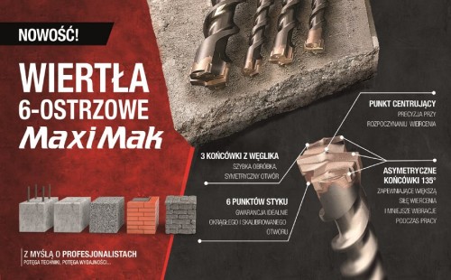 MAKITA WIERTŁO SDS MAX 22x 400x 540mm MAXI MAK 6-OSTRZOWE - 2492710