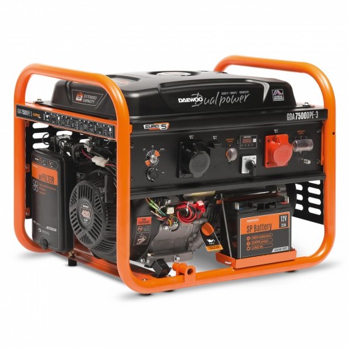 Daewoo GDA 7500DPE-3 agregat prądotwórczy 6000 W 30 l Benzynowy Pomarańczowy, Czarny - 1892828