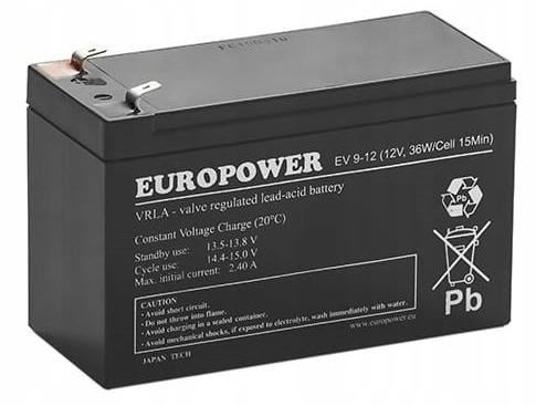 Akumulator AGM EUROPOWER serii EV 12V 8Ah/C10 (Żywotność 6-9 lat) T1 - 2375025