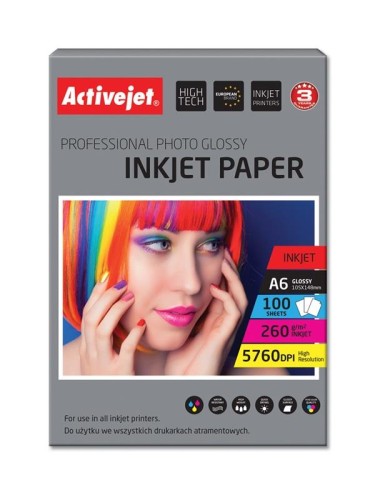 Activejet AP6-260GR100 Papier fotograficzny błyszczący 10x15 (A6; 100 szt.) - 820006
