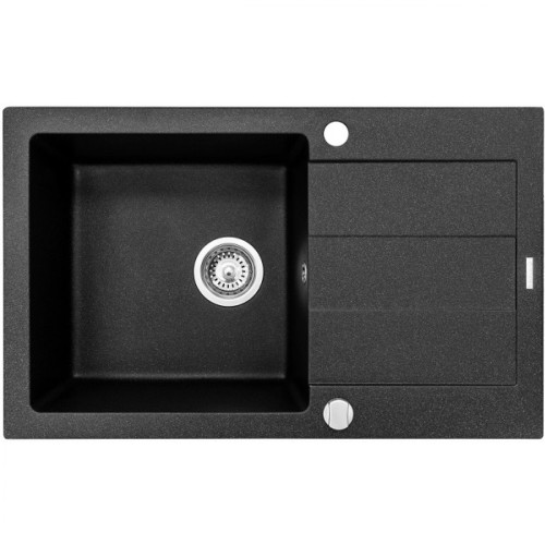 Zlewozmywak granitowy PYRAMIS SPARTA PLUS 78x48 1B 1D czarny 070052701 czarny nakrapiany - 1009288