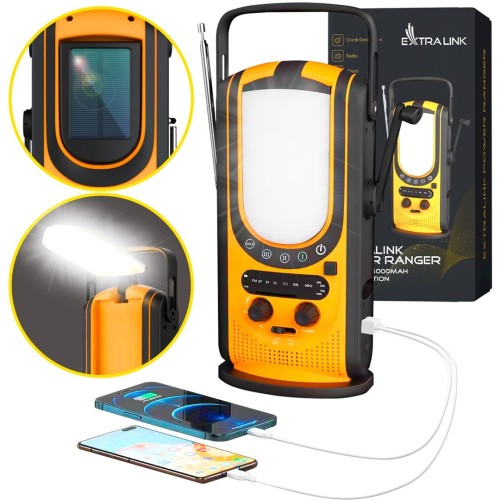 Extralink Power Ranger EPS-6000 | Powerbank | 6000mAh, Radio FM, Lampka LED, Dynamo, Panel solarny - 2500453