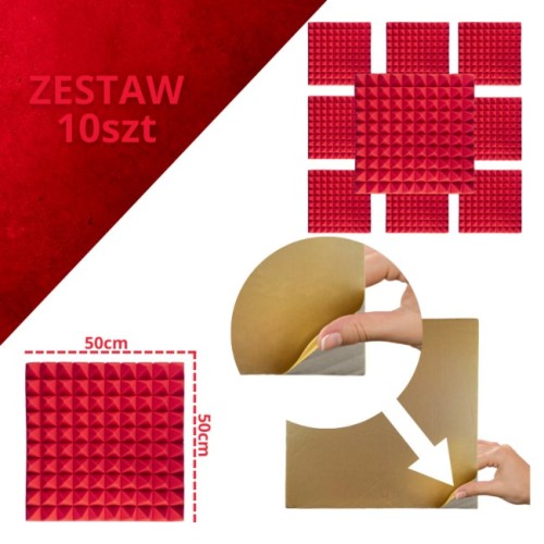 DNA AM2 RD panel akustyczny zestaw 10 szt. czerwon - 2501133