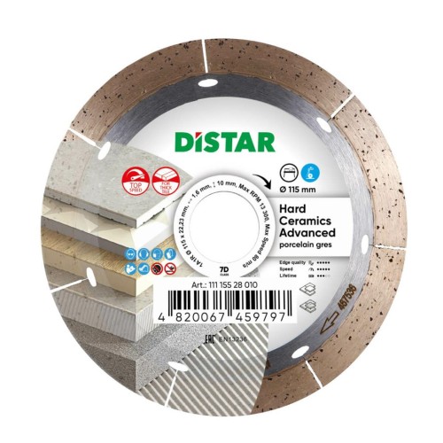 DISTAR TARCZA DIAMENTOWA HARD CERAMICS ADVANCED 115 x 1,6 x 10 x 22,23mm - 2502913